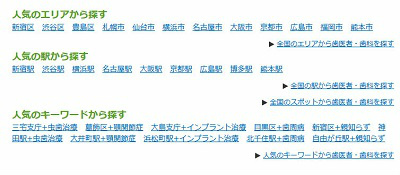 人気のエリアやキーワードから検索もできる