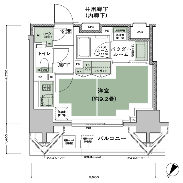 1R間取り図